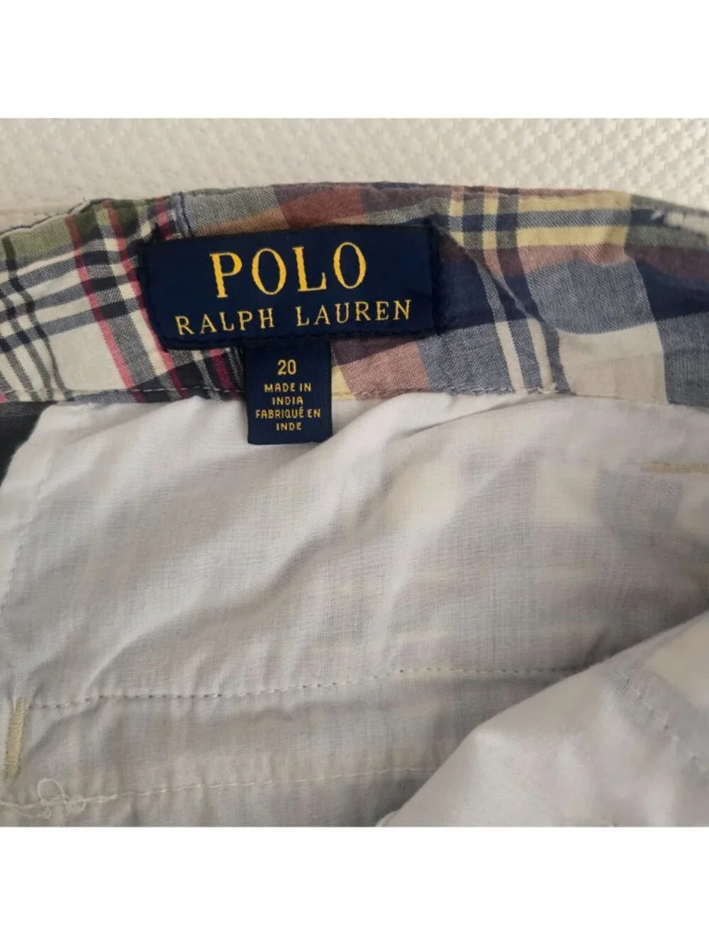 Vintage 90s Polo Ralph Lauren Madras Plaid Patchwork Shorts Mens 28 Multicolor
